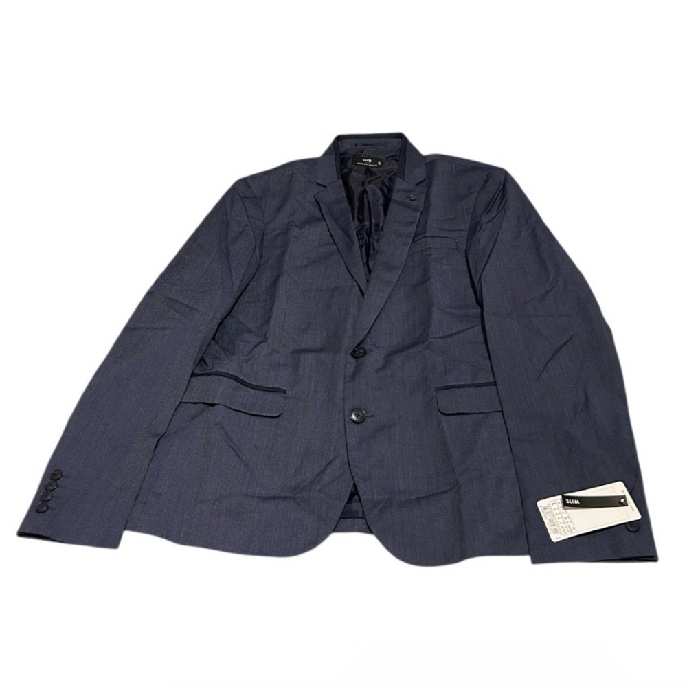 oodji Ultra Men's Slim-Fit Blazer with Contrast Details, Blue, US 42 / EU 52 / L